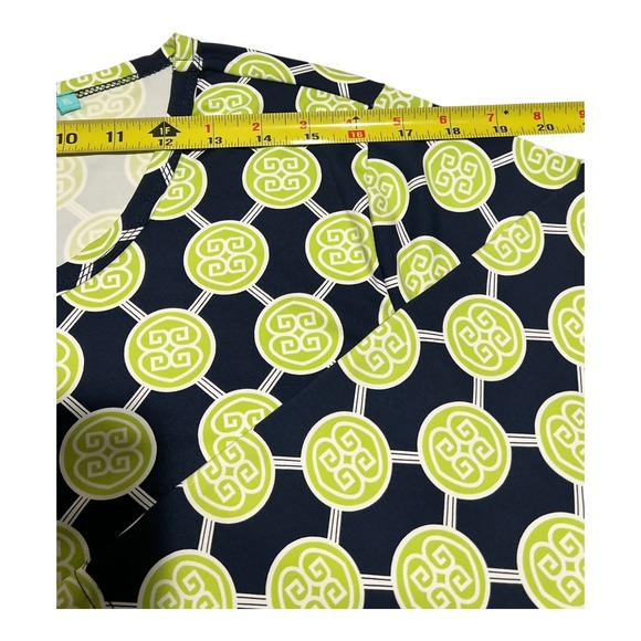 Anthony's XL Dress Geometric Print‎ Long Sleeve Navy Green White Career - Picture 6 of 14